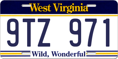 WV license plate 9TZ971