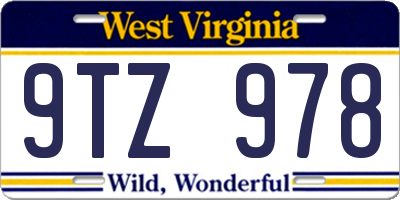WV license plate 9TZ978