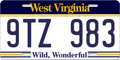 WV license plate 9TZ983