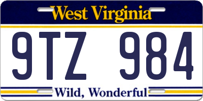 WV license plate 9TZ984