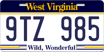 WV license plate 9TZ985