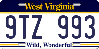 WV license plate 9TZ993