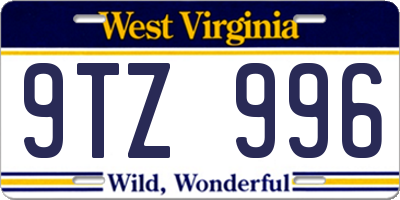 WV license plate 9TZ996