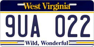 WV license plate 9UA022