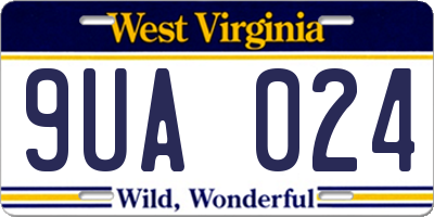 WV license plate 9UA024