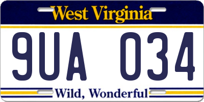 WV license plate 9UA034