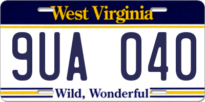 WV license plate 9UA040
