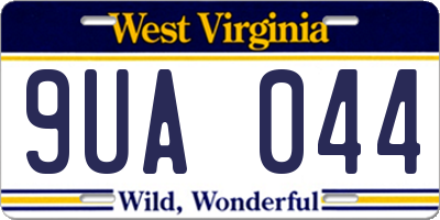WV license plate 9UA044