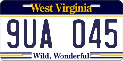 WV license plate 9UA045