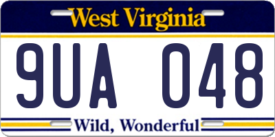 WV license plate 9UA048