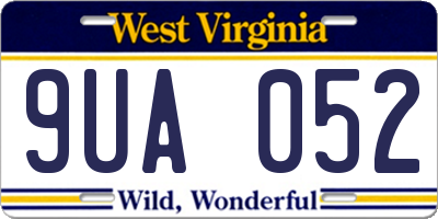 WV license plate 9UA052