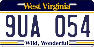 WV license plate 9UA054