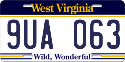 WV license plate 9UA063