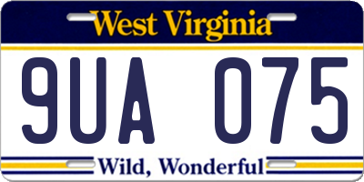 WV license plate 9UA075