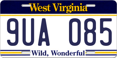 WV license plate 9UA085