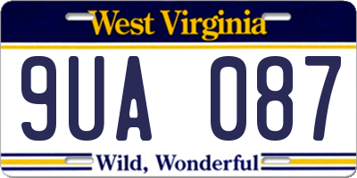 WV license plate 9UA087