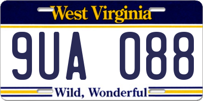WV license plate 9UA088