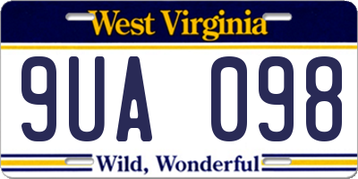 WV license plate 9UA098