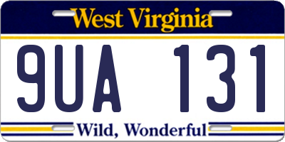 WV license plate 9UA131