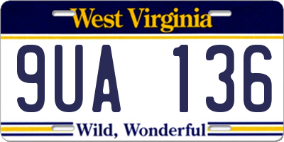 WV license plate 9UA136