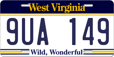 WV license plate 9UA149