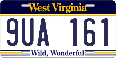 WV license plate 9UA161