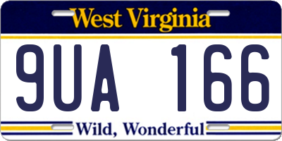 WV license plate 9UA166