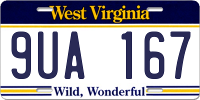 WV license plate 9UA167
