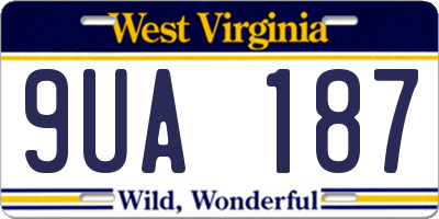 WV license plate 9UA187