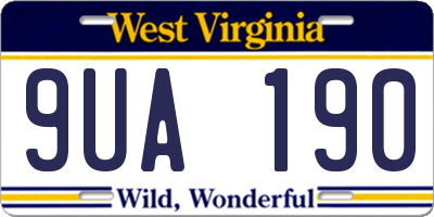 WV license plate 9UA190
