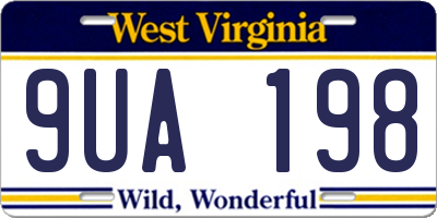 WV license plate 9UA198