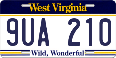 WV license plate 9UA210