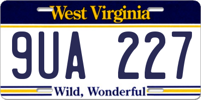 WV license plate 9UA227