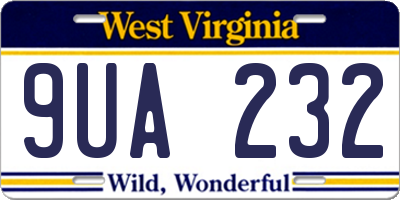 WV license plate 9UA232