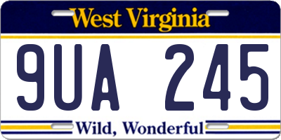 WV license plate 9UA245