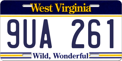 WV license plate 9UA261