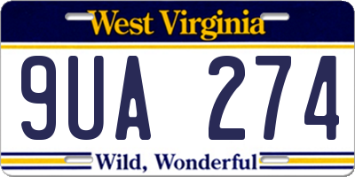 WV license plate 9UA274