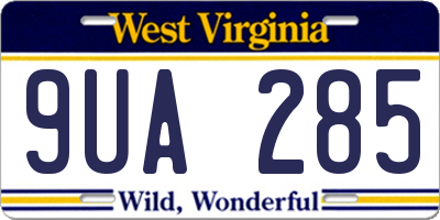 WV license plate 9UA285