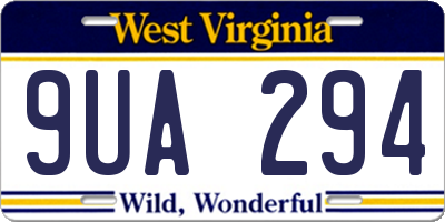 WV license plate 9UA294