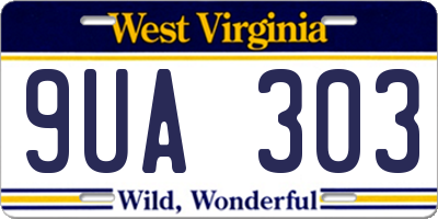 WV license plate 9UA303