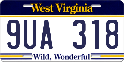 WV license plate 9UA318