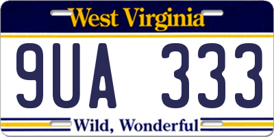 WV license plate 9UA333