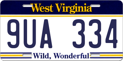 WV license plate 9UA334