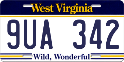 WV license plate 9UA342