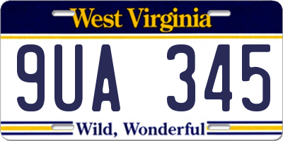 WV license plate 9UA345