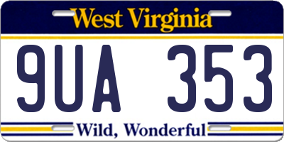 WV license plate 9UA353