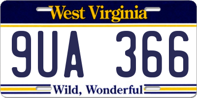 WV license plate 9UA366