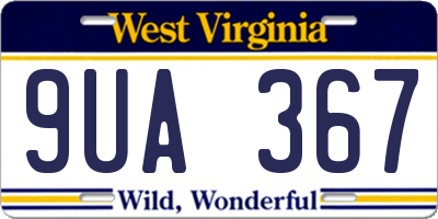 WV license plate 9UA367