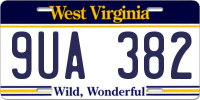 WV license plate 9UA382