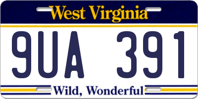 WV license plate 9UA391